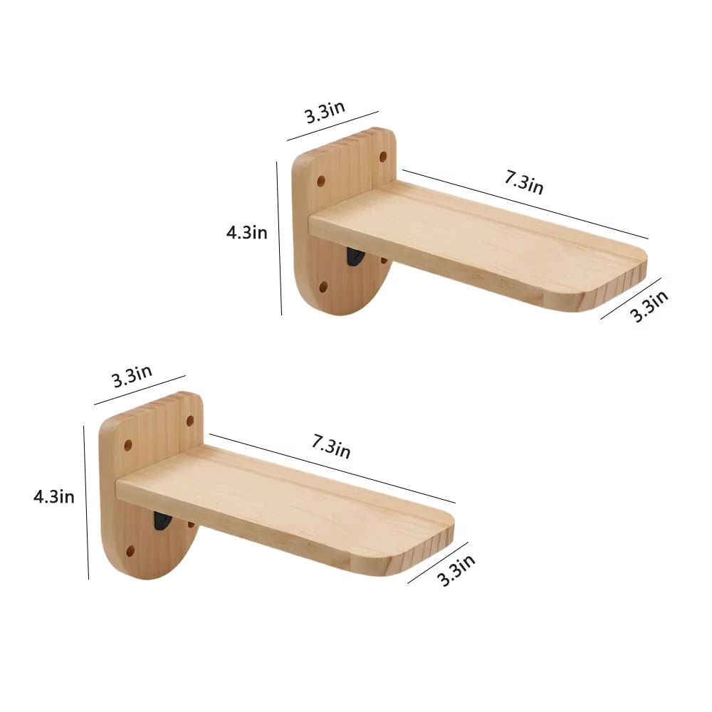 CWV Solid Pine Wood Wall Mounted Cat Climbing Shelves