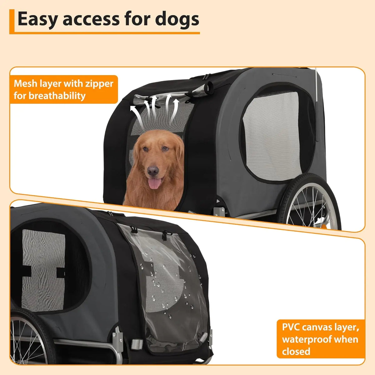 HiMISS Dog Bike Trailer And Jogging Stroller With Collapsible Design
