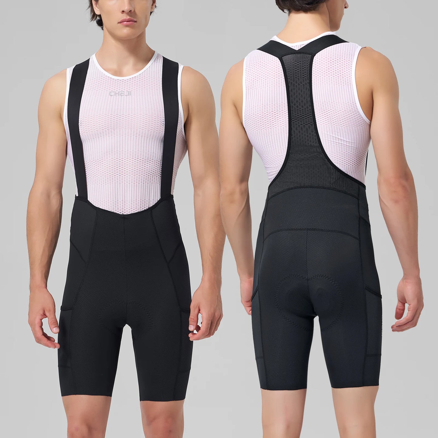 Cheji Men's Cycling Bib Shorts Seamless Quick-Dry Breathable Performance