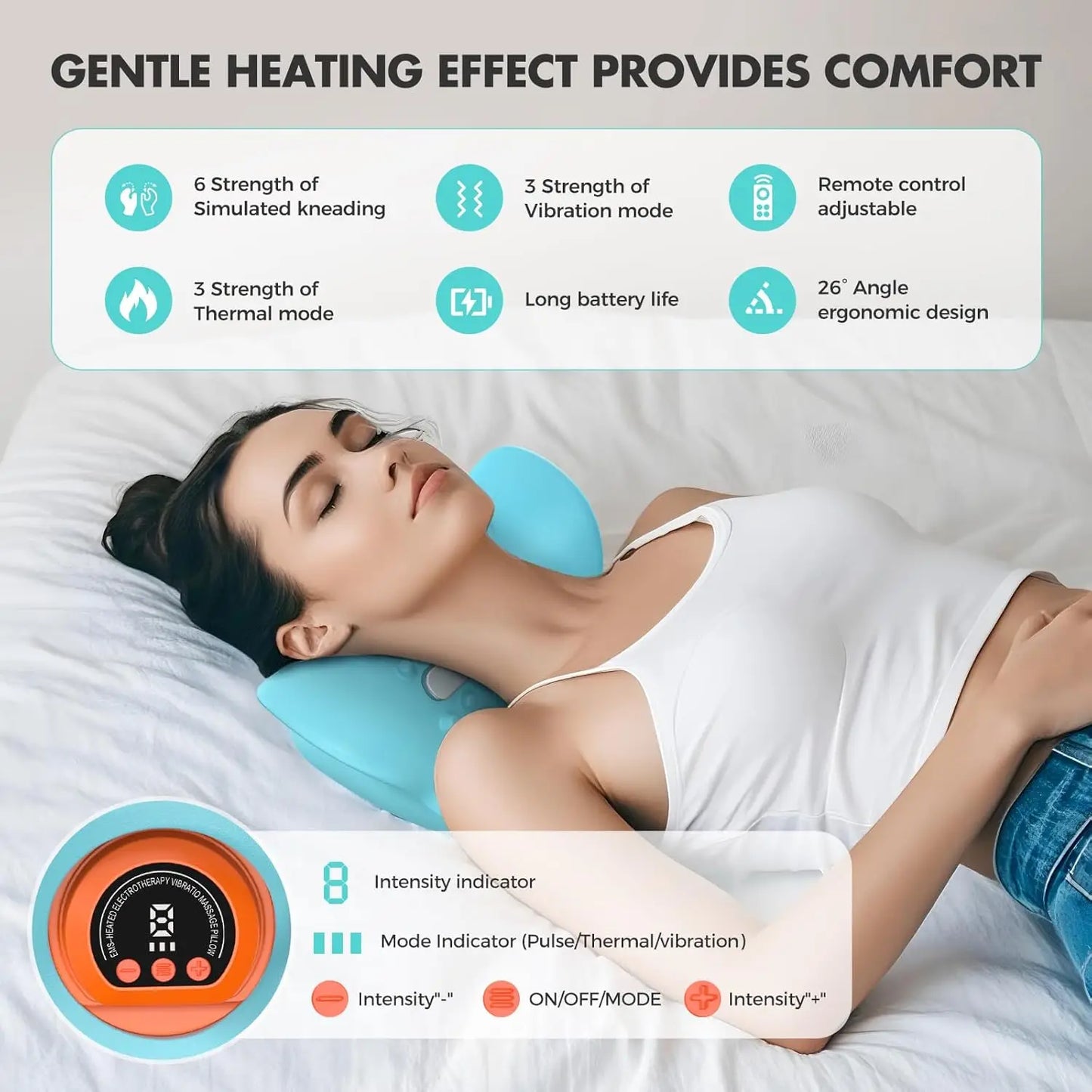 Rechargeable Portable Neck Massager Pillow With Remote Shiatsu Heat