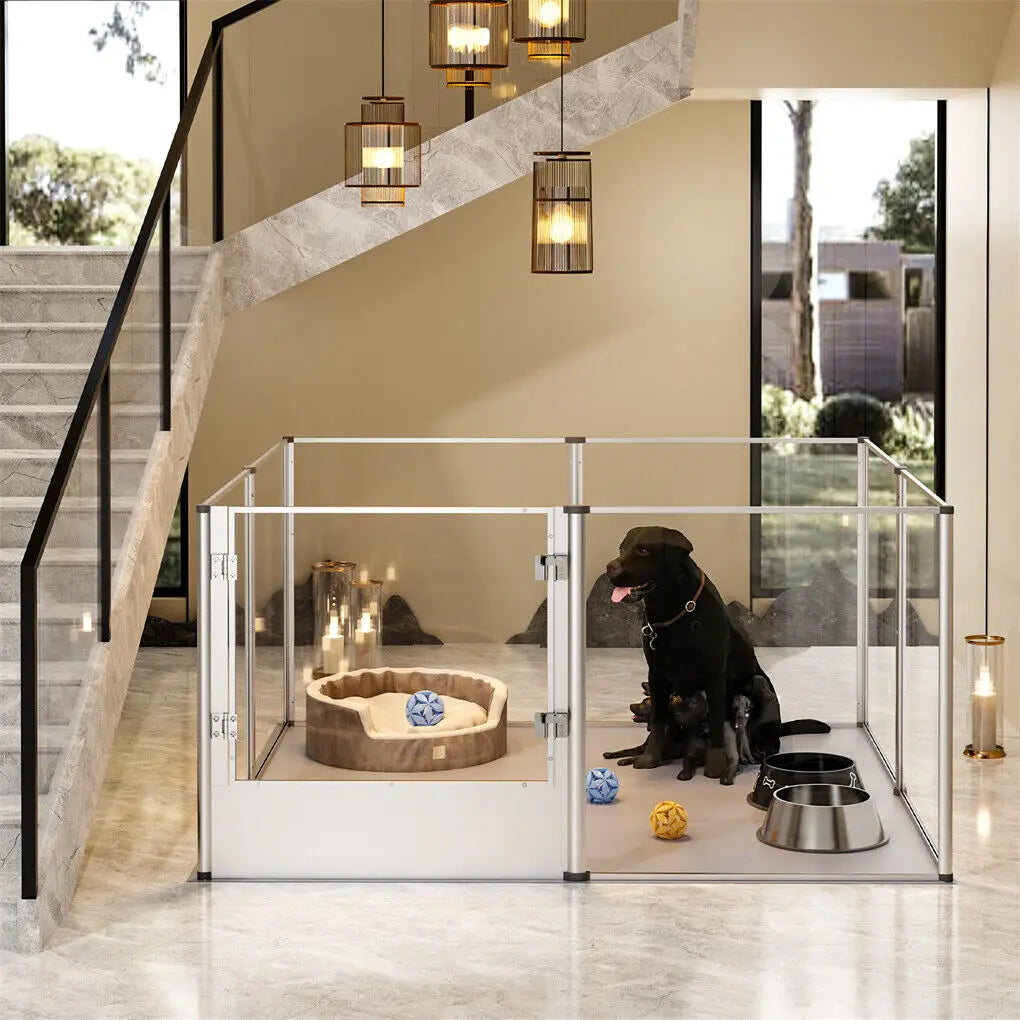 Bingopaw Clear Acrylic Pet Playpen With Waterproof Pad For Small Animals