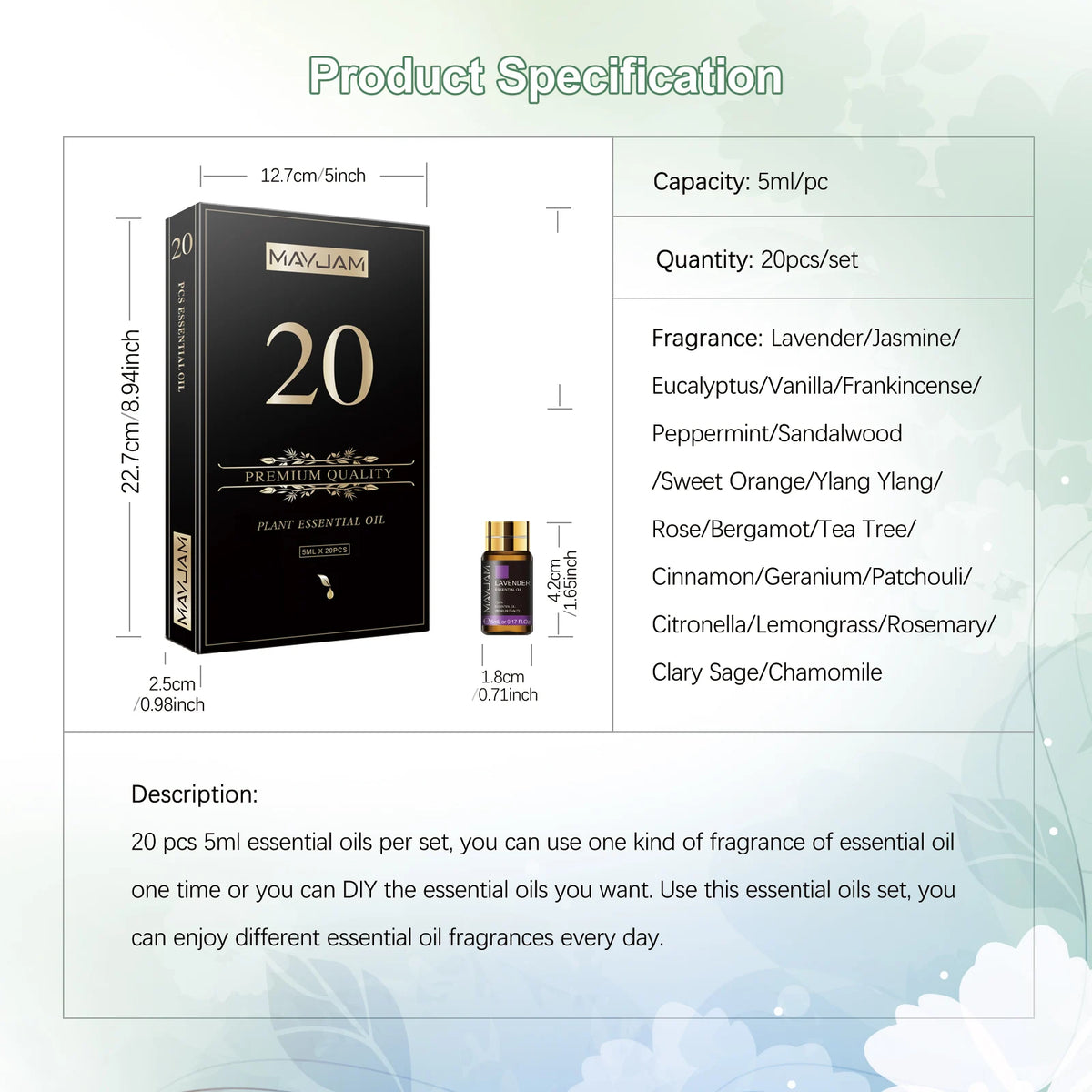 Mayjam Premium Pure Essential Oils Assortment For Aromatherapy