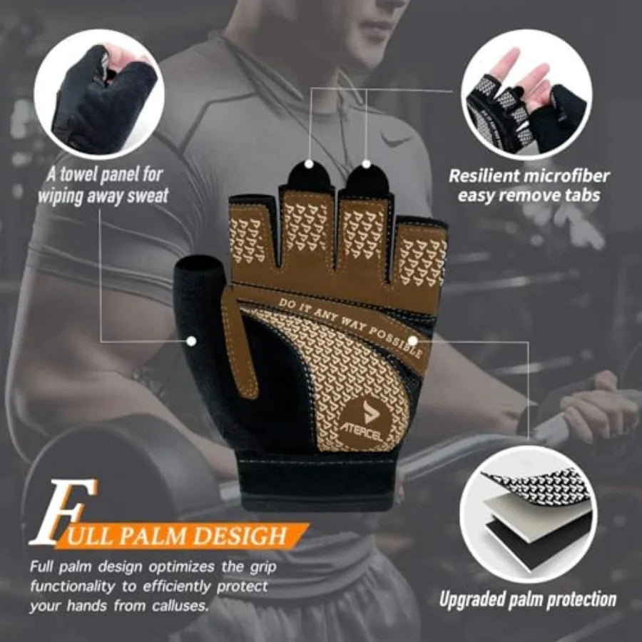 Men's Breathable Weight Lifting Gloves Full Palm Protection For Gym