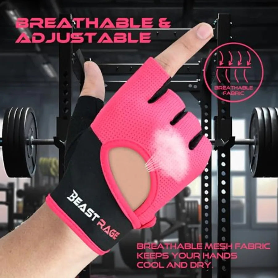 Breathable Fingerless Workout Gloves With Palm Protection For Weightlifting