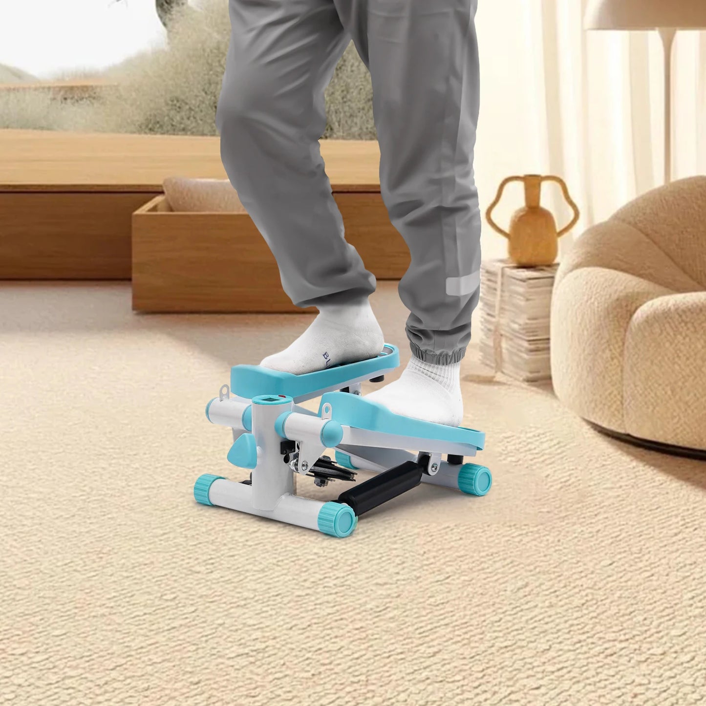 Mini Stepper With Resistance Bands Hydraulic Quiet Fitness Machine