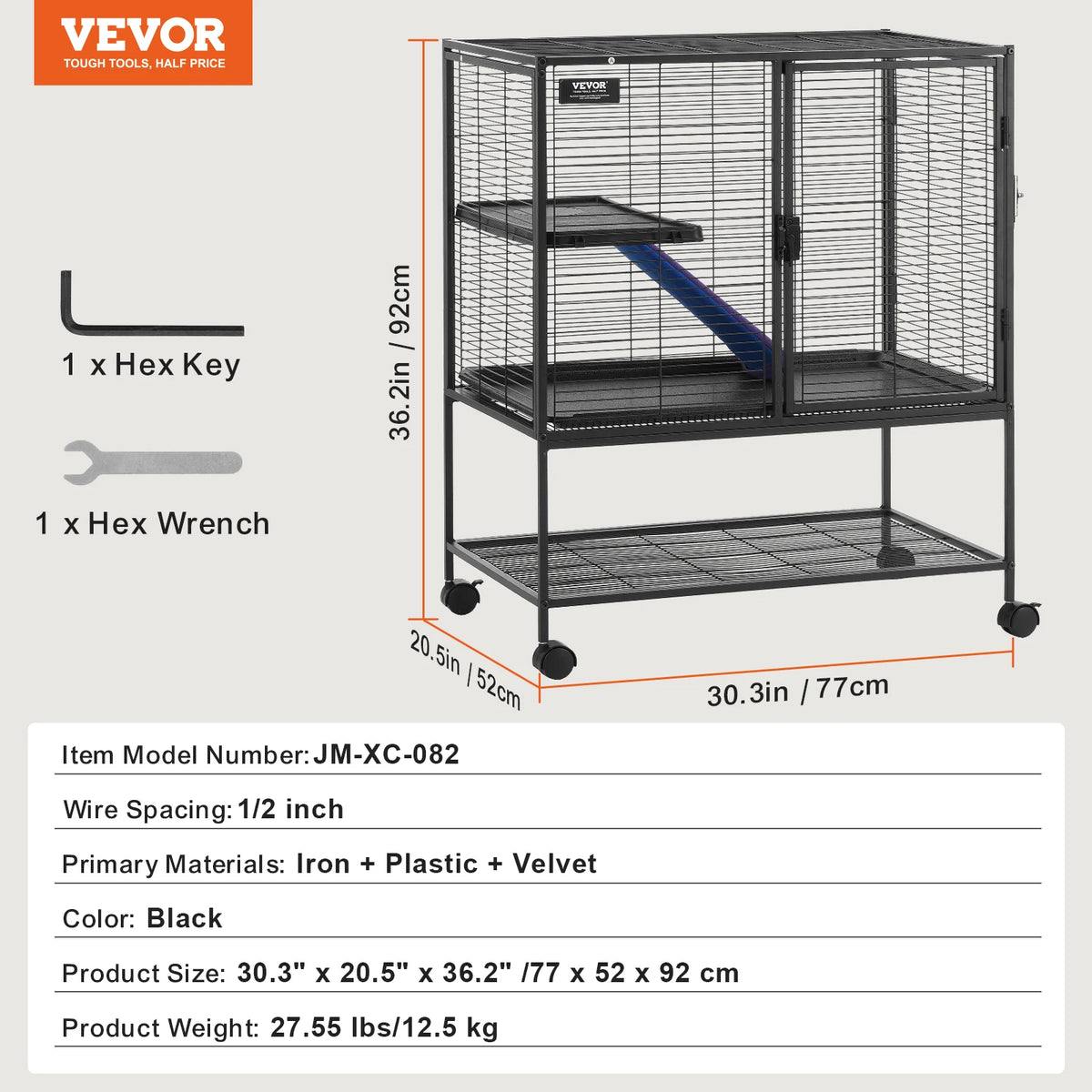 SucceBuy Four Tier Rolling Metal Spacious Indoor Cage