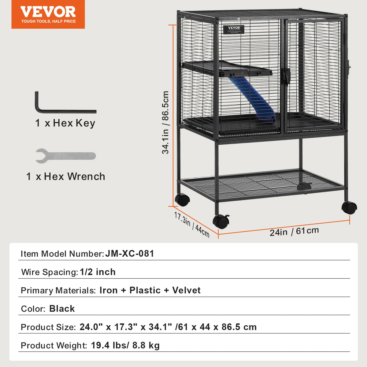 SucceBuy Four Tier Rolling Metal Spacious Indoor Cage