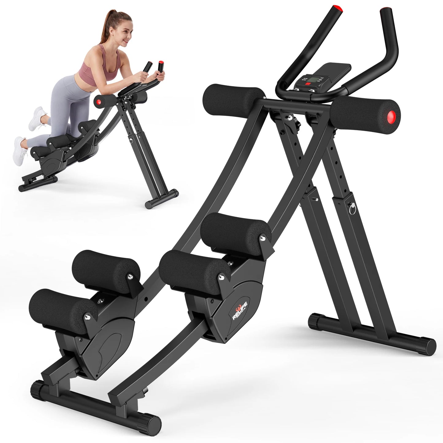 Dual Split-Track Ab Machine Foldable Core Trainer For Home Fitness
