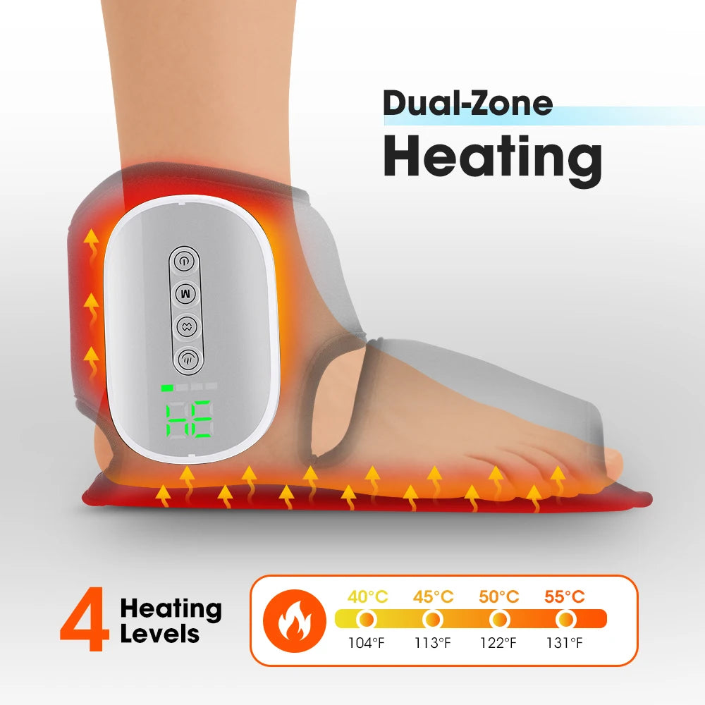 Electric Heated Ankle Foot Massager With Air Compression And Vibration