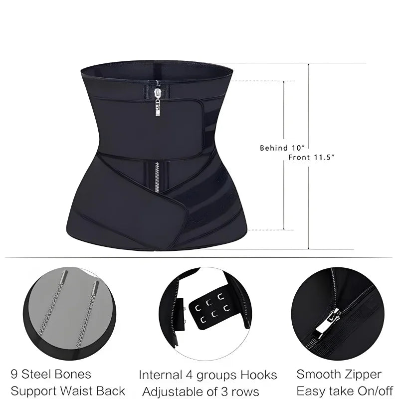 Sculpt And Lift Waist Trainer Cincher With Dual Belt Zipper
