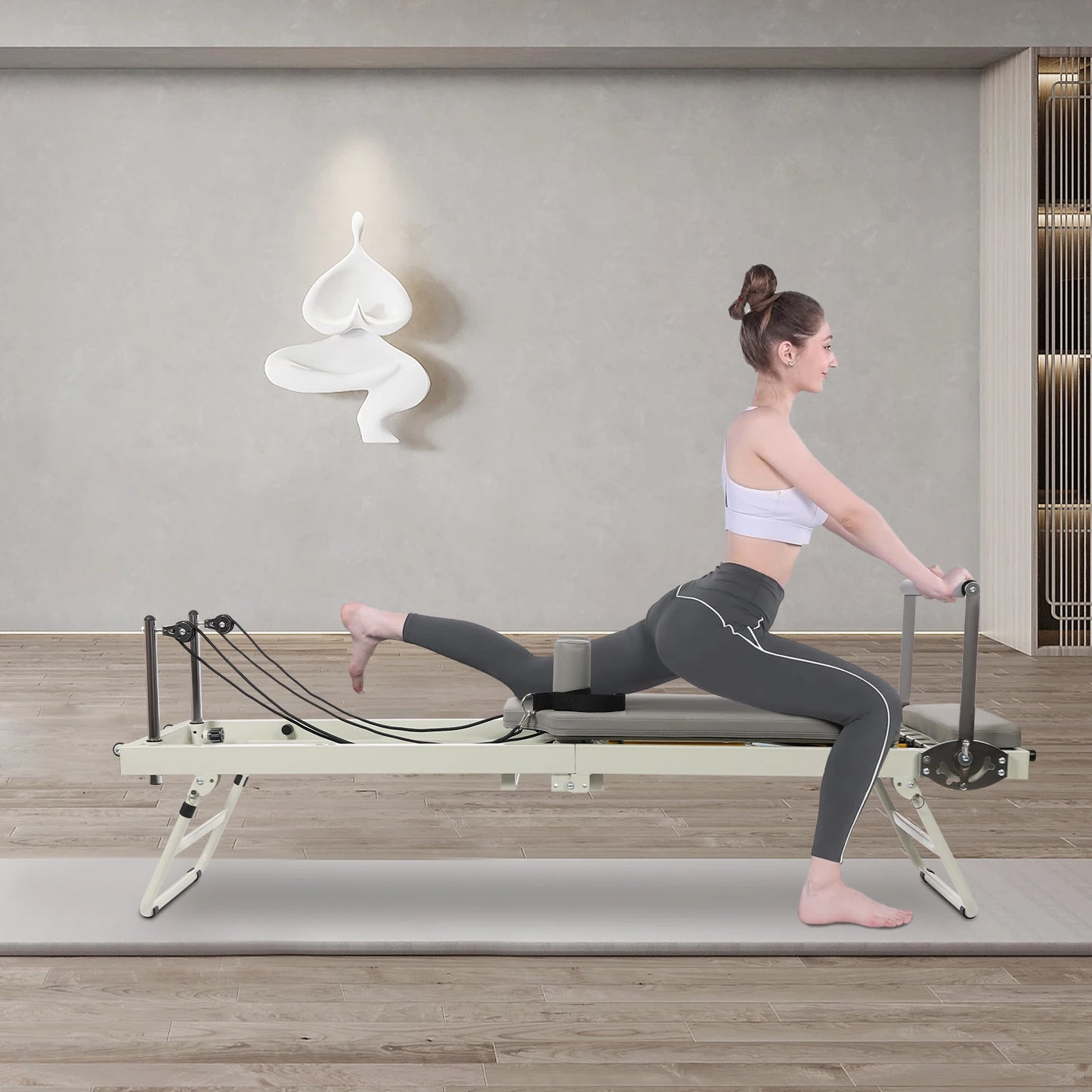 Foldable Pilates Reformer Machine For Home Fitness And Yoga