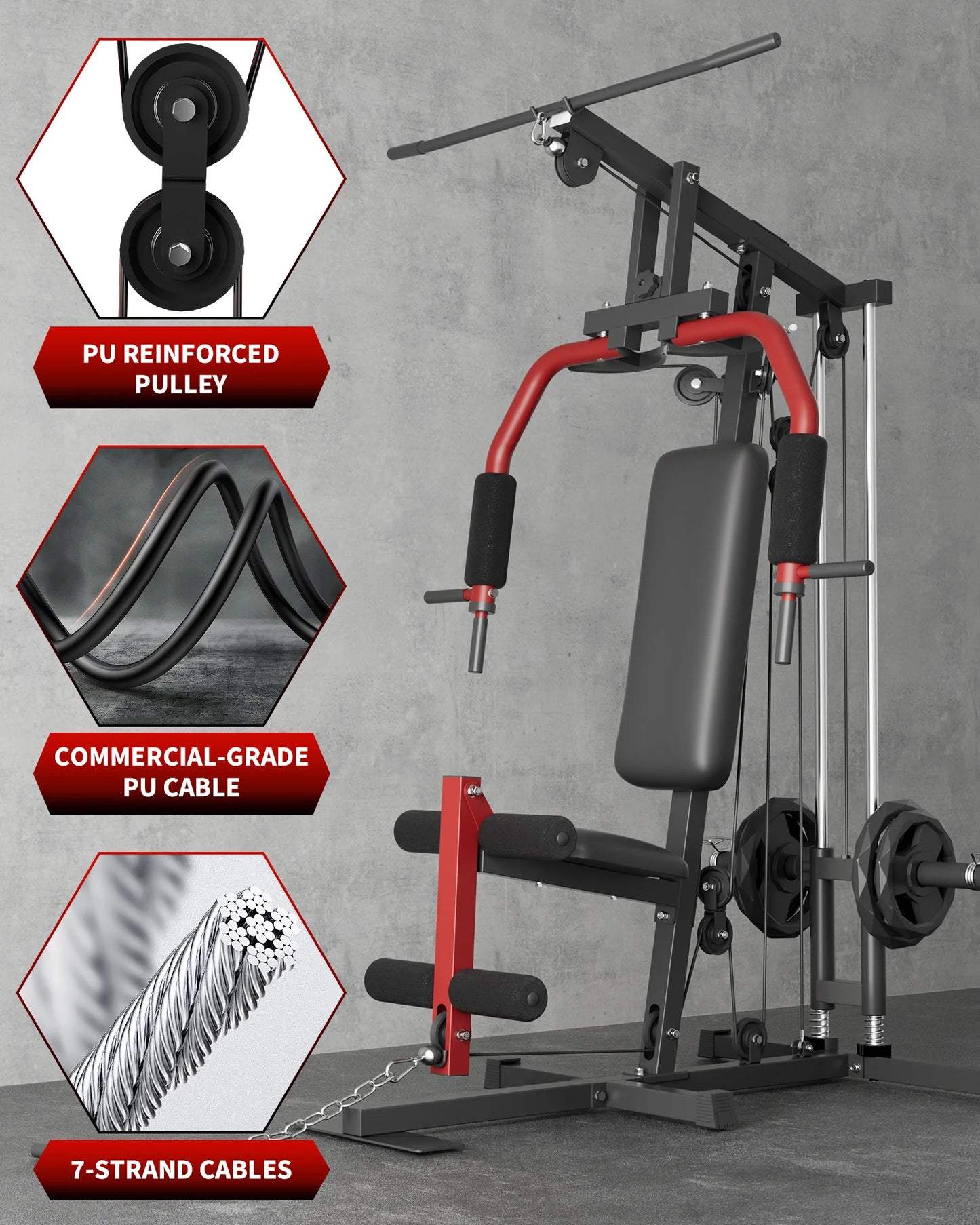 HiMISS 5In1 Home Gym Machine With Chest Press Lat Pulldown
