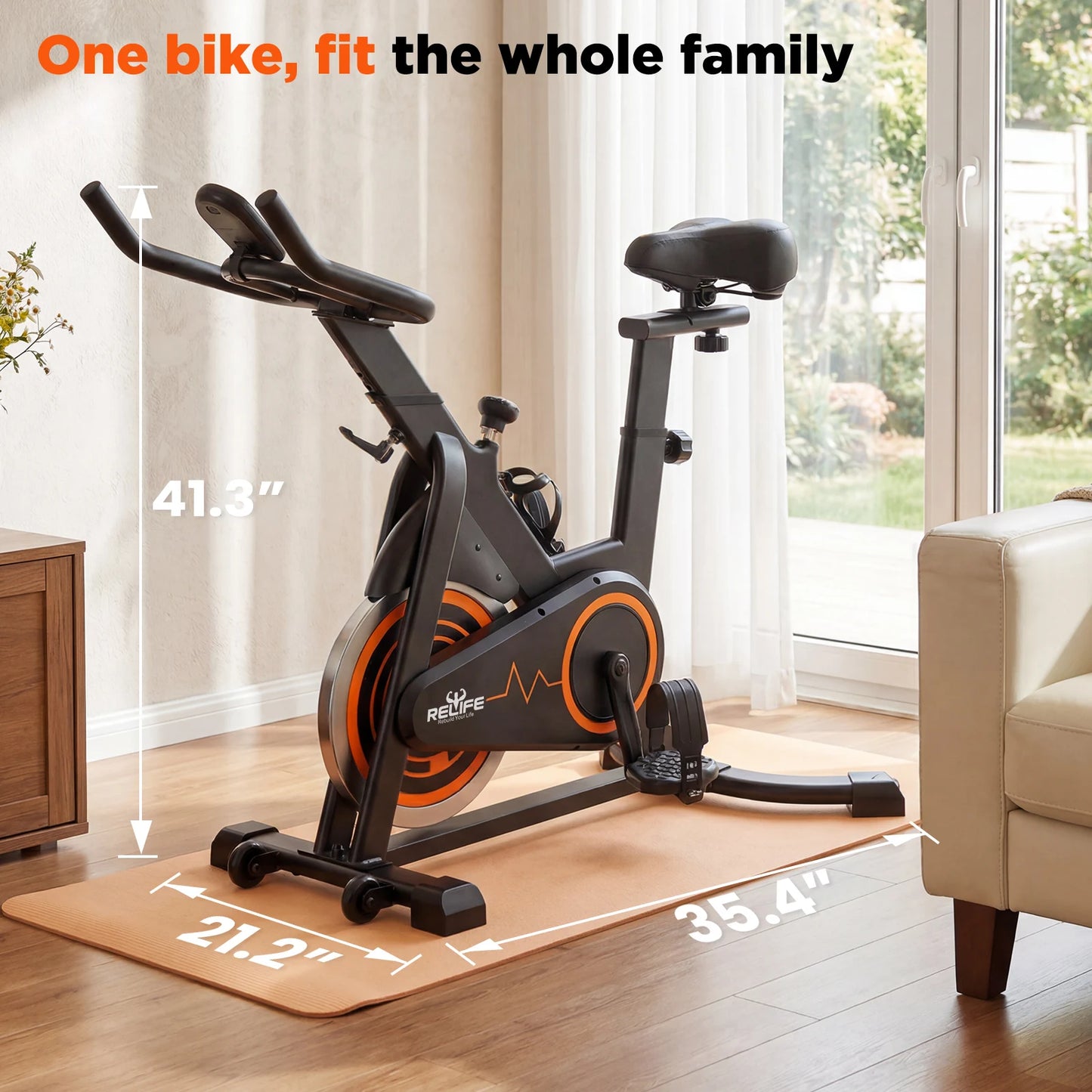Relife Silent Belt Drive Stationary Bike With LCD Monitor Holder
