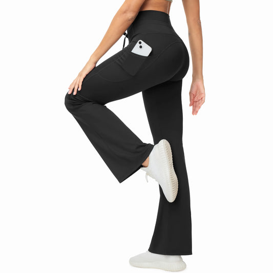 The Gym People Women High Waist Flare Leggings With Pockets