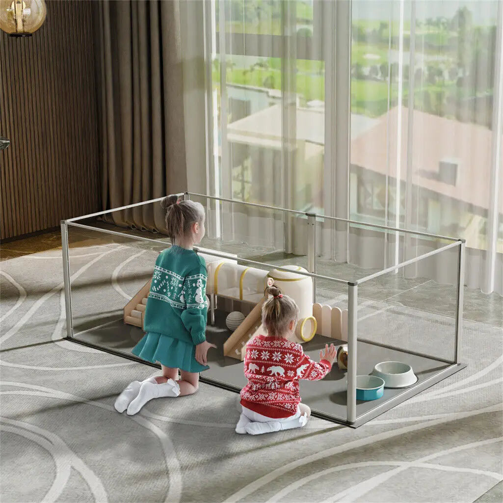 Bingopaw Clear Acrylic Pet Playpen With Waterproof Pad For Small Animals