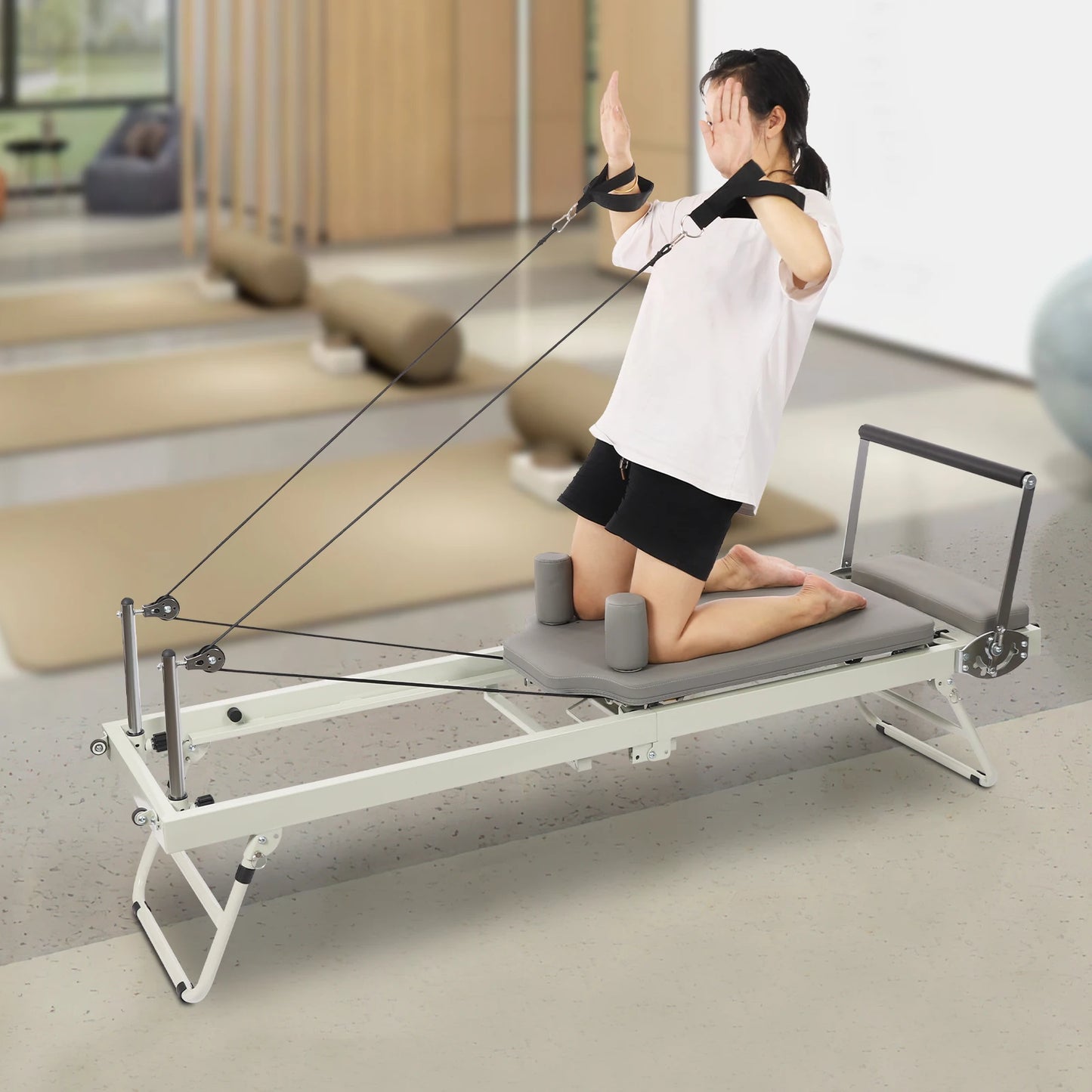Foldable Pilates Reformer Machine For Home Fitness And Yoga