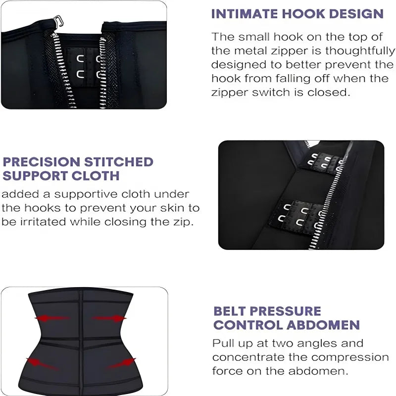 Sculpt And Lift Waist Trainer Cincher With Dual Belt Zipper
