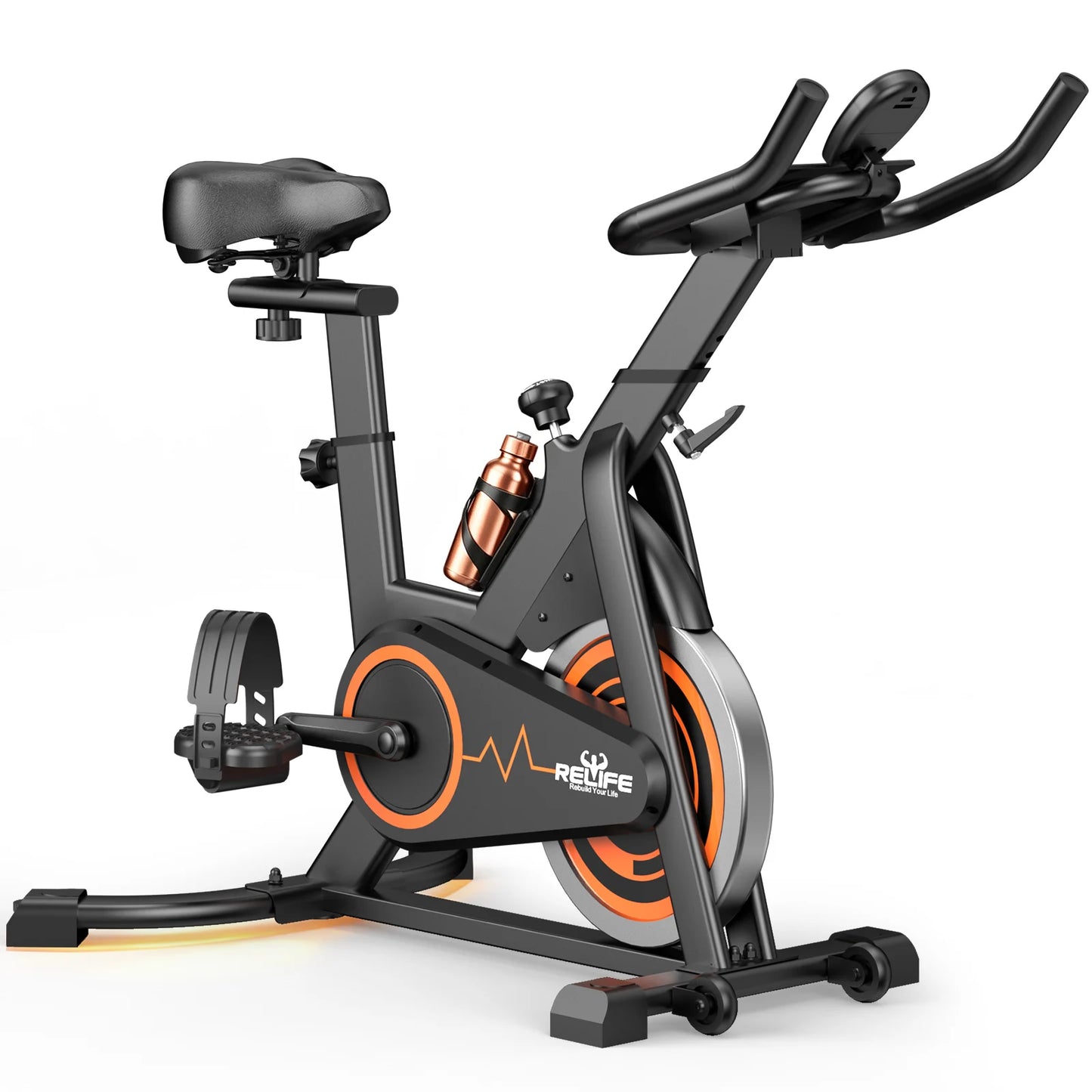 Relife Silent Belt Drive Stationary Bike With LCD Monitor Holder