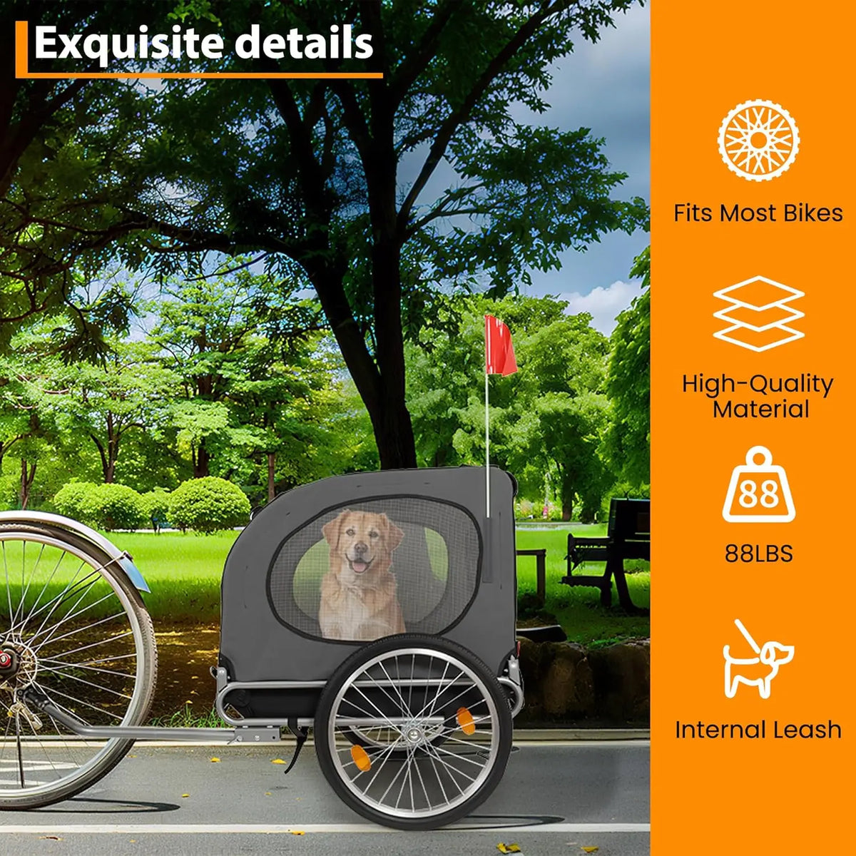 HiMISS Dog Bike Trailer And Jogging Stroller With Collapsible Design