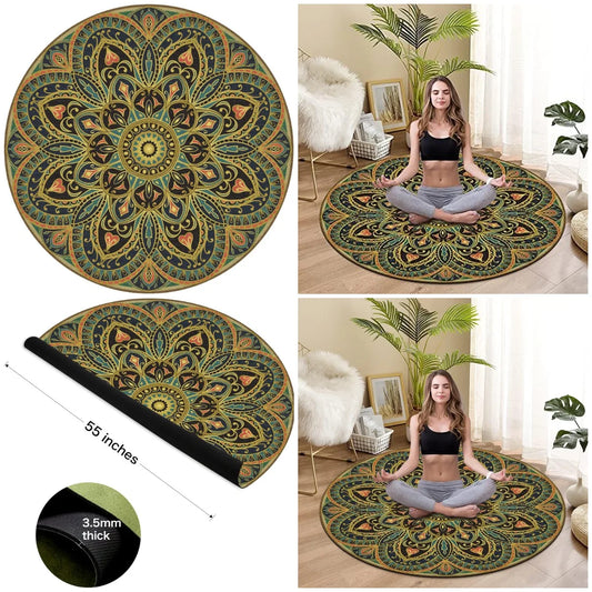 YTYIN Premium Round Yoga Mat Non Slip Extra Thick Exercise