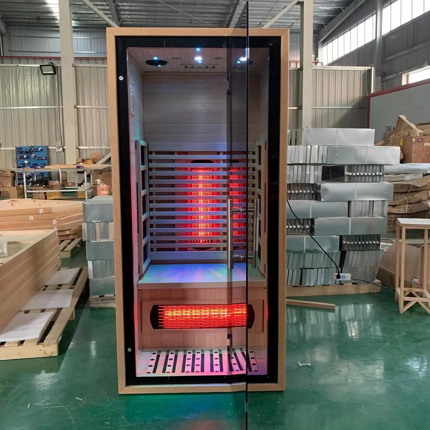 Smartmak 1 Person Indoor Infrared Sauna Low EMF Hemlock Wood