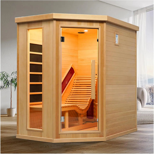 SMARTMAK Far Infrared Wood Sauna Indoor Canadian Hemlock