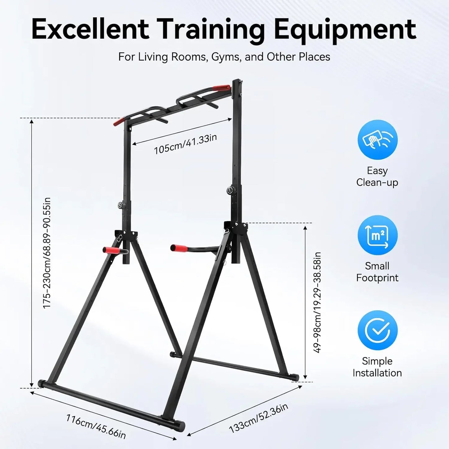 Foldable Power Tower Dip Station Height Adjustable Triangular Pull Up