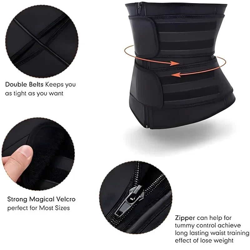 Sculpt And Lift Waist Trainer Cincher With Dual Belt Zipper