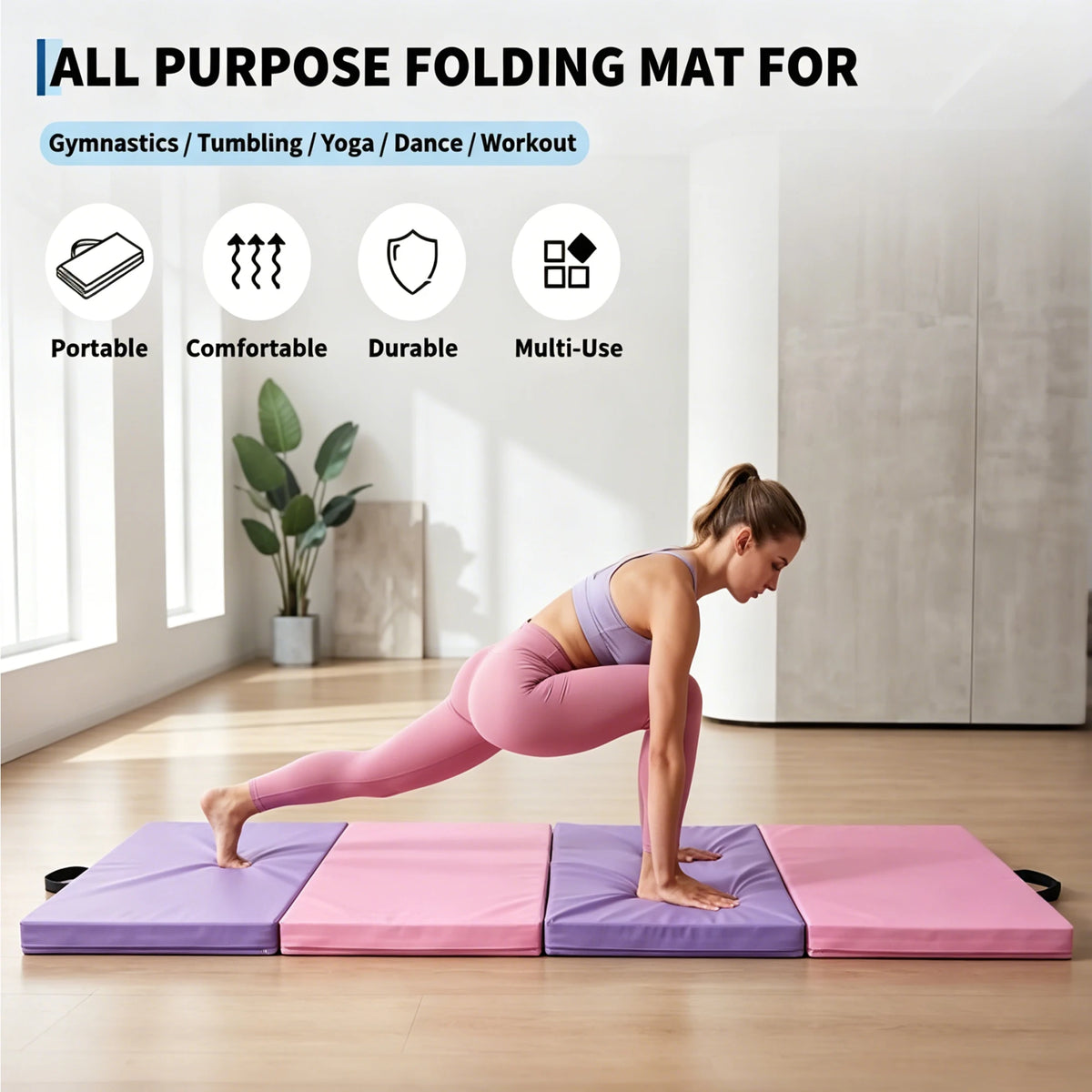 HiMISS Thick Folding Gymnastics Mat For Home Yoga And Exercise