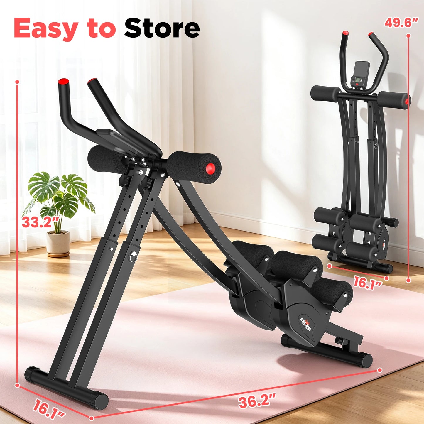 Dual Split-Track Ab Machine Foldable Core Trainer For Home Fitness