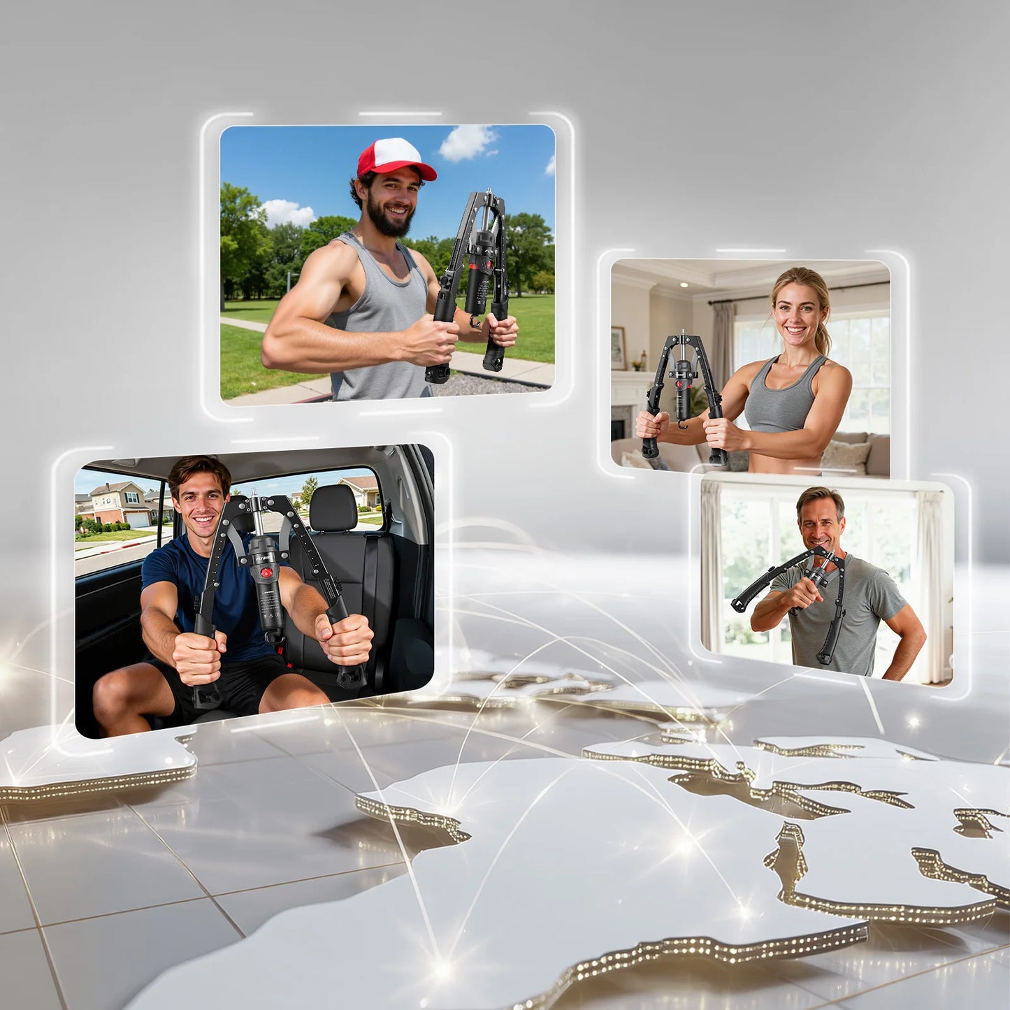 Full Body Power Trainer With Hydraulic Resistance And Ab Wheel