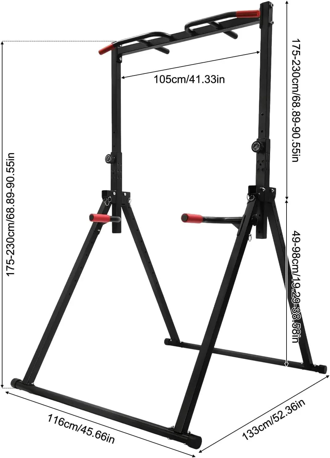 Foldable Power Tower Dip Station Height Adjustable Triangular Pull Up