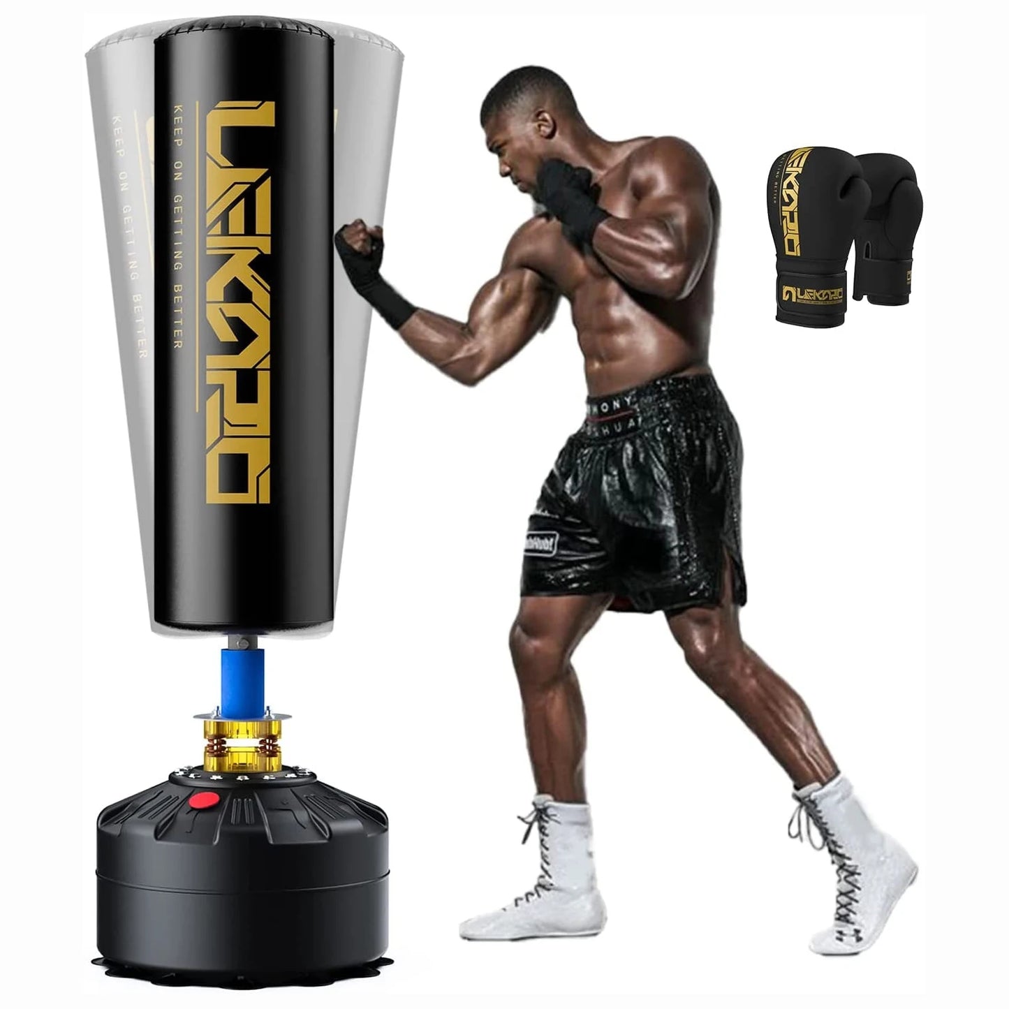 LEKARO Standing Boxing Post With Gloves For Home Training Sandbag