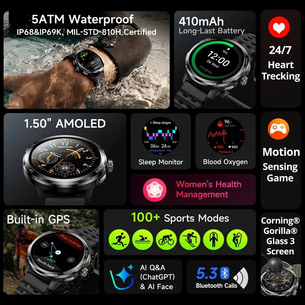 ULEFONE Armor Watch Pro Smartwatch With GPS And Heart Rate