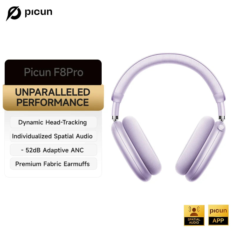 Picun F8 Pro Wireless Headphones Featuring Active Noise Cancellation
