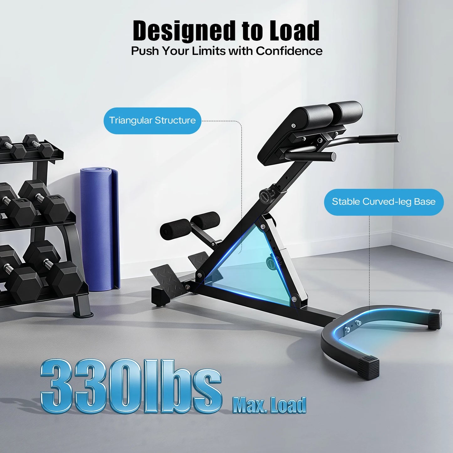 Roman Chair Back Extension Machine For Core And Abs Workout 330 Lbs
