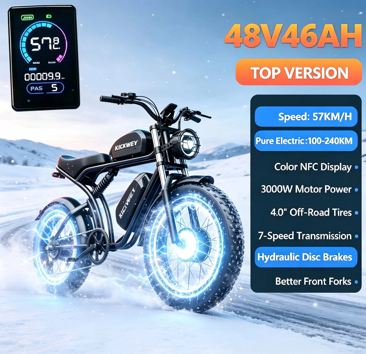 Kickwey K7 3000W Full Suspension Off Road Electric Bike