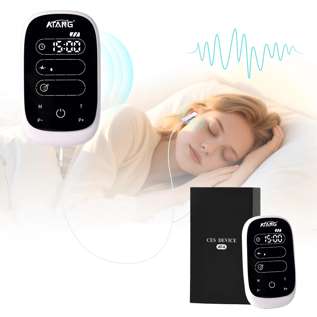 ATANG CES Sleep Aid Brain Stimulation Device With Ear Clip
