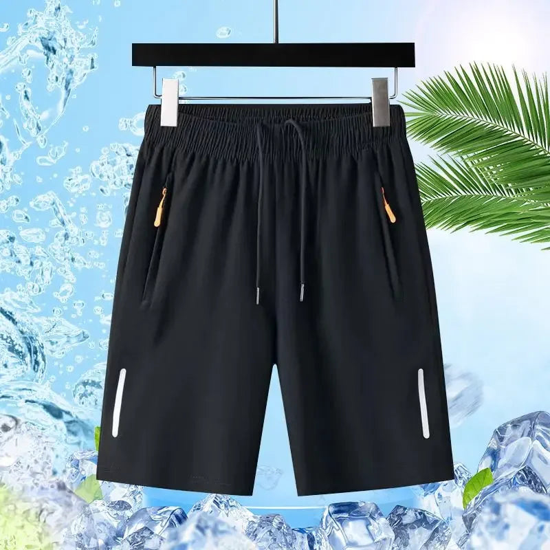 Summer Ice Silk Running Shorts Men Quick Dry Breathable