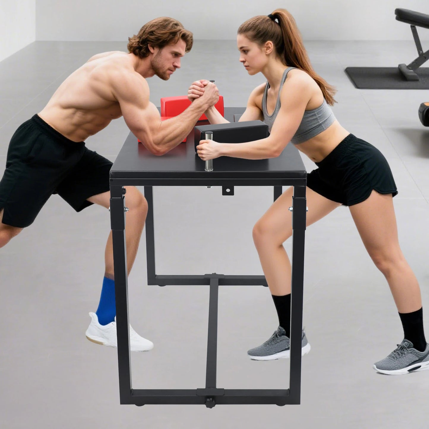 Arm Wrestling Table Folding Strength Trainer With Steel Frame For Home Gym