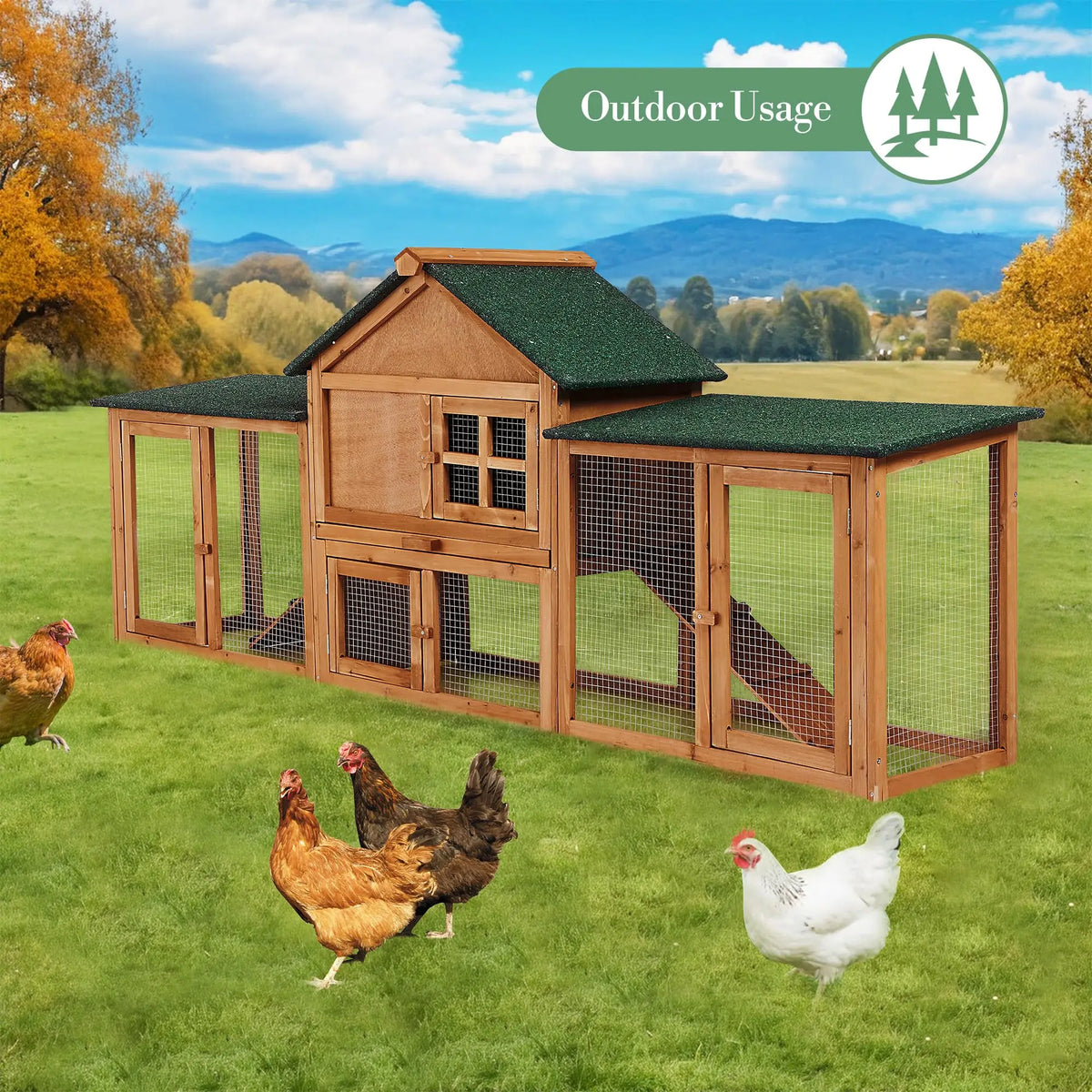 DishyKooker Two Level Wooden Rabbit Hutch With Ramp And Runs