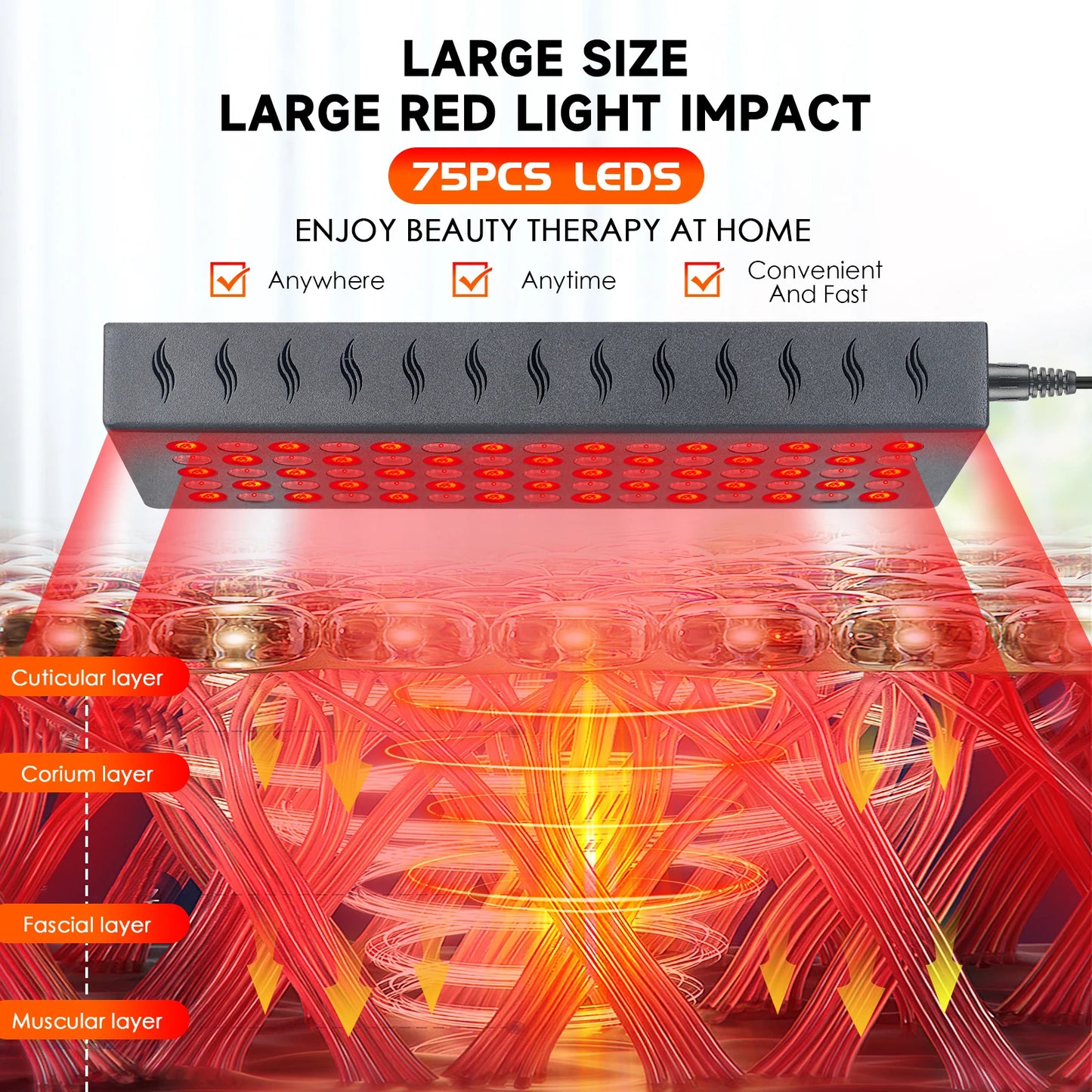 Astarexin 75 LEDs 80W Red Light Therapy Panel 660nm 850nm