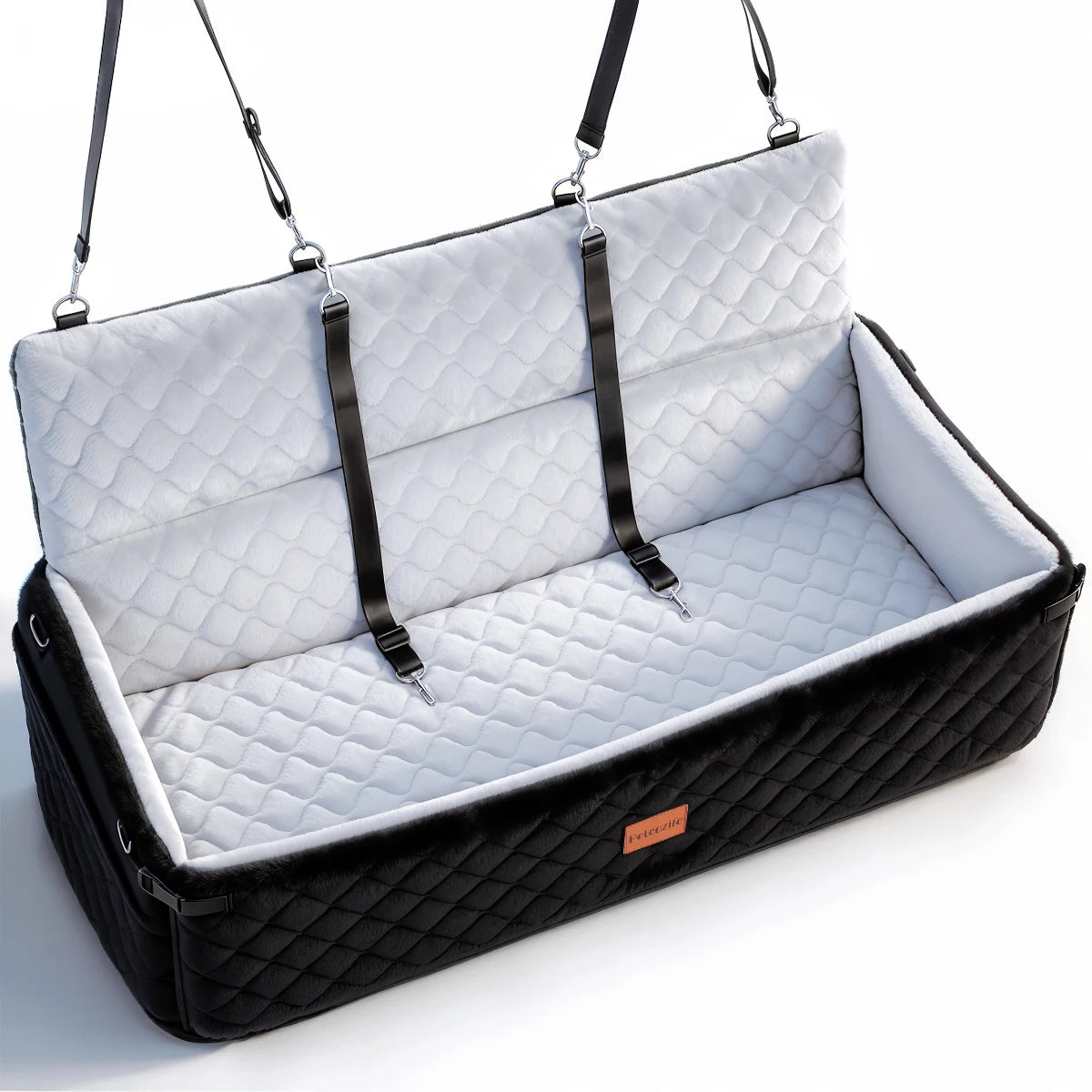 Durable Dog Car Seat and Booster Bed Featuring Travel Frame