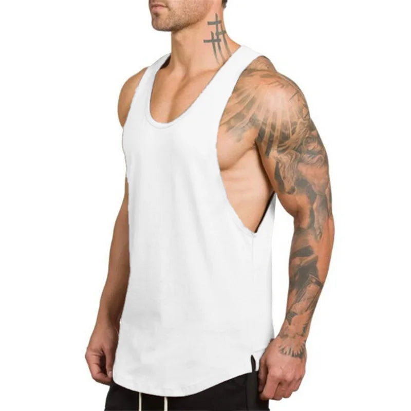 Cotton Breathable Sleeveless Tank Top for Gym Training and Running