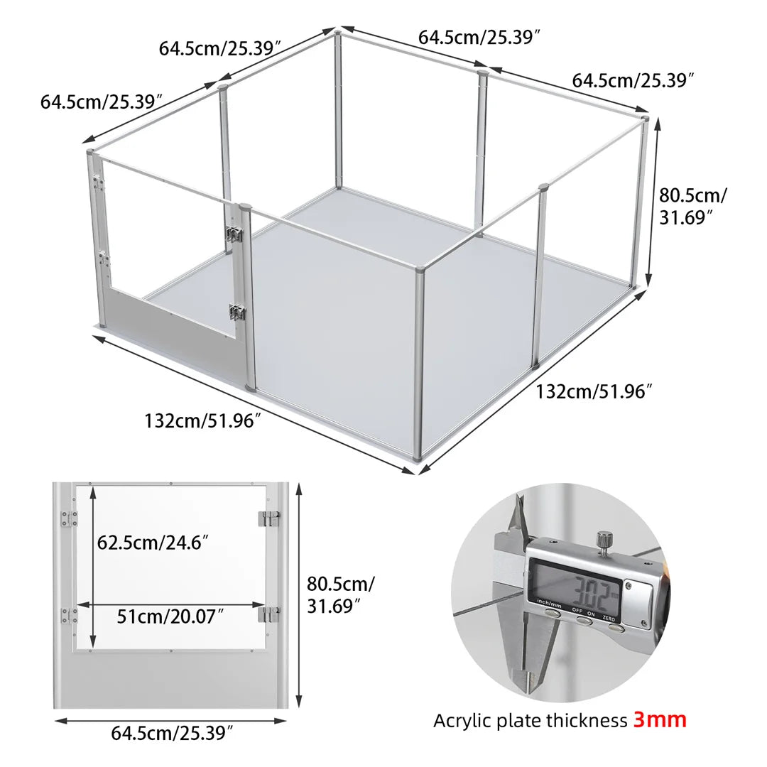 Bingopaw Clear Acrylic Pet Playpen With Waterproof Pad For Small Animals