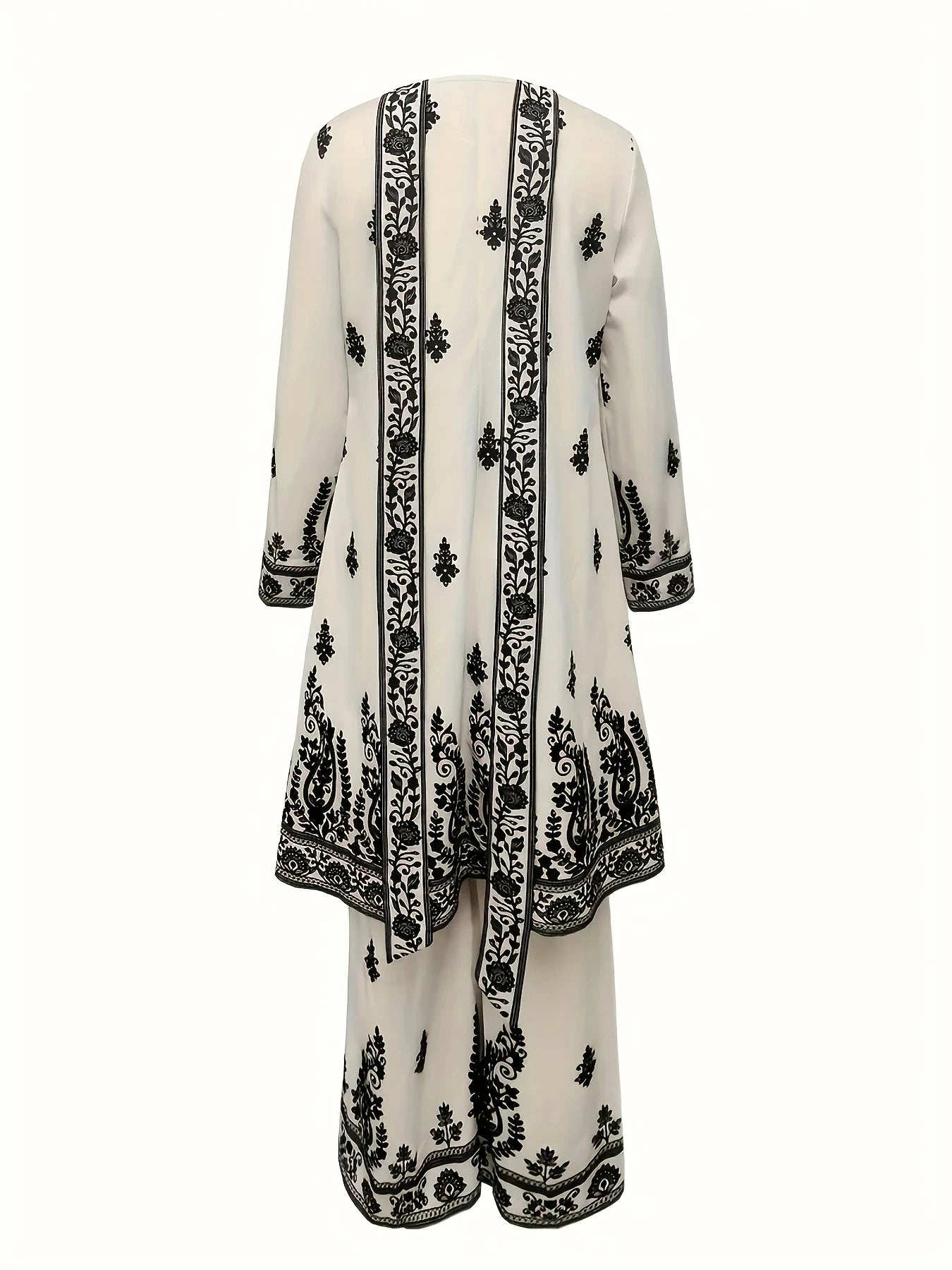 Printed Ethnic Style Three Piece Set With Headscarf