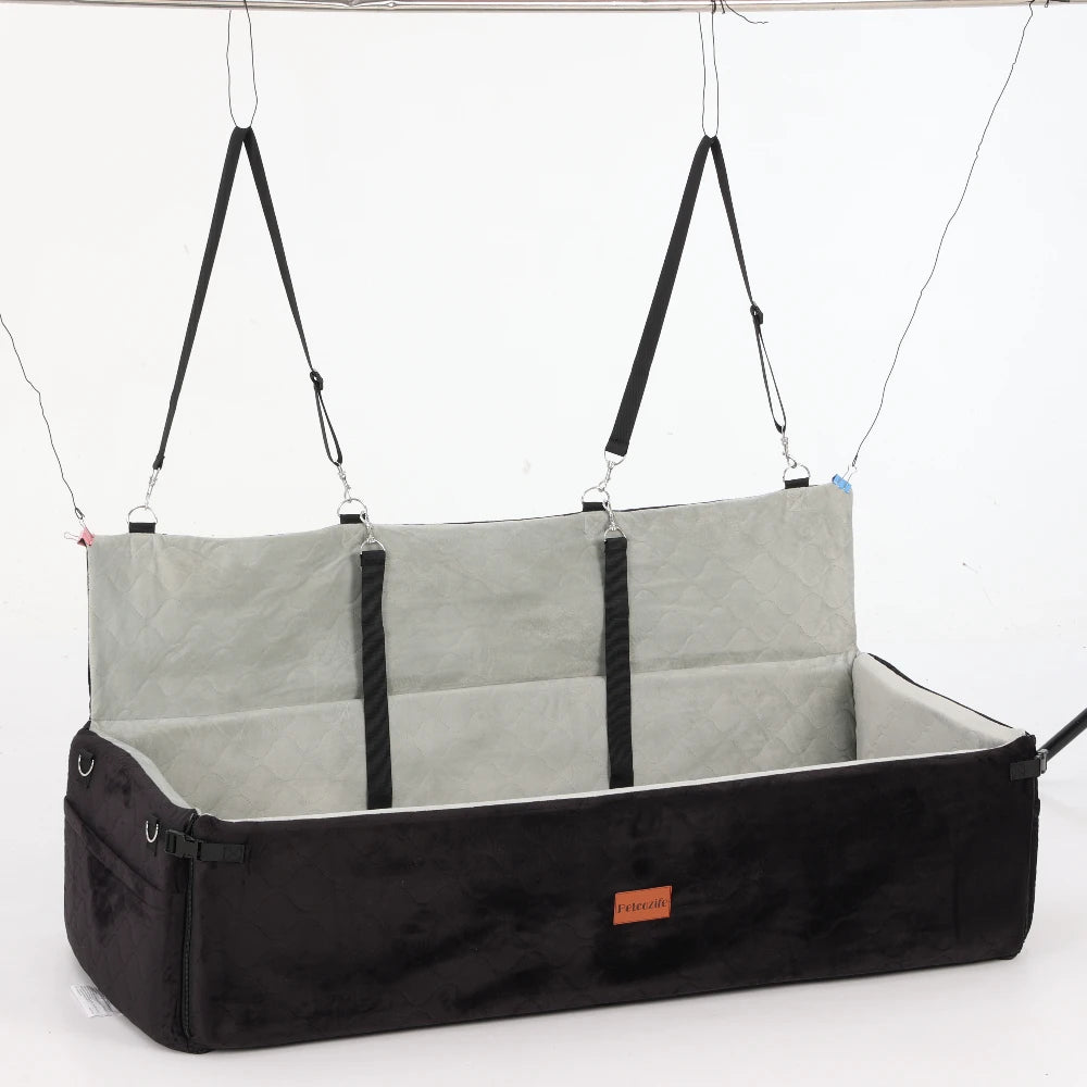 Durable Dog Car Seat and Booster Bed Featuring Travel Frame