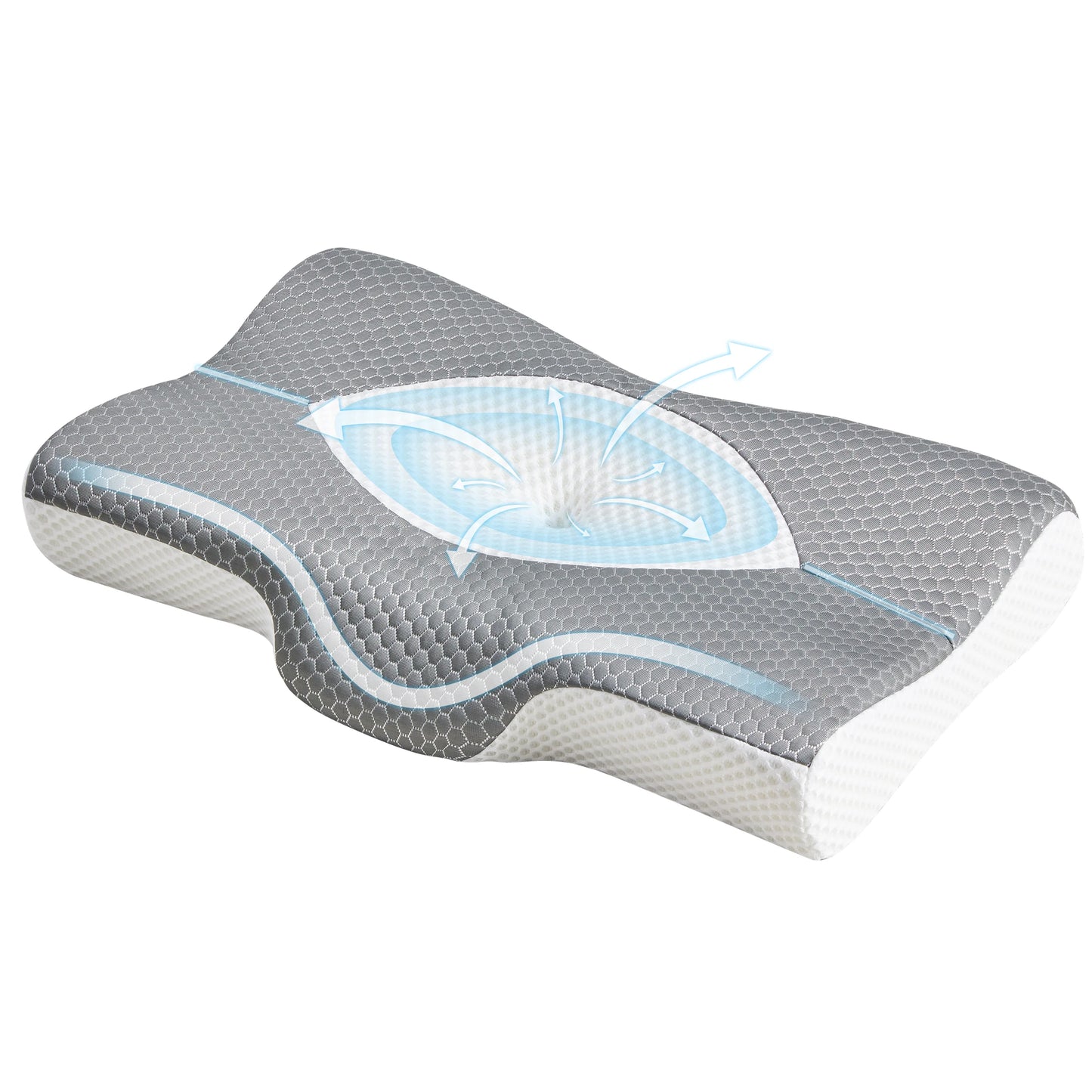 JHK Cervical Neck Pillow Memory Foam Ventilated Ergonomic Support