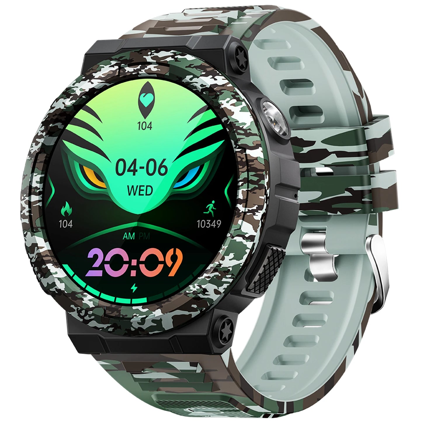 EIGIIS Men's Smartwatch With LED Flashlight And 100+ Sports Modes