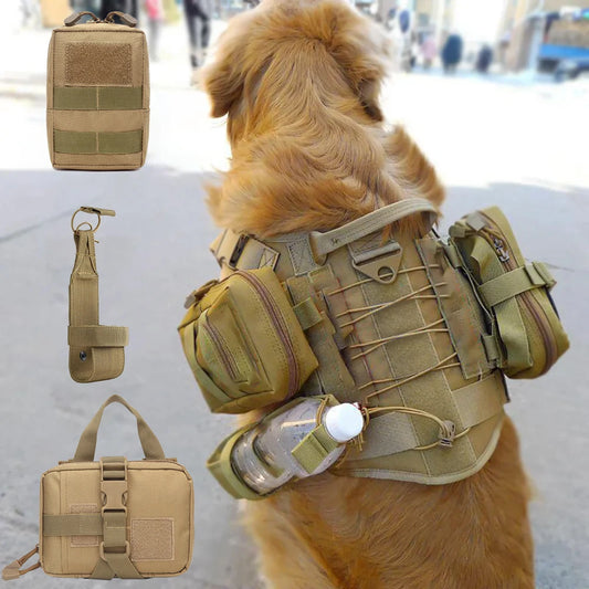 Petavel Dog Tactical Molle Pouches Harness Set For Military Training